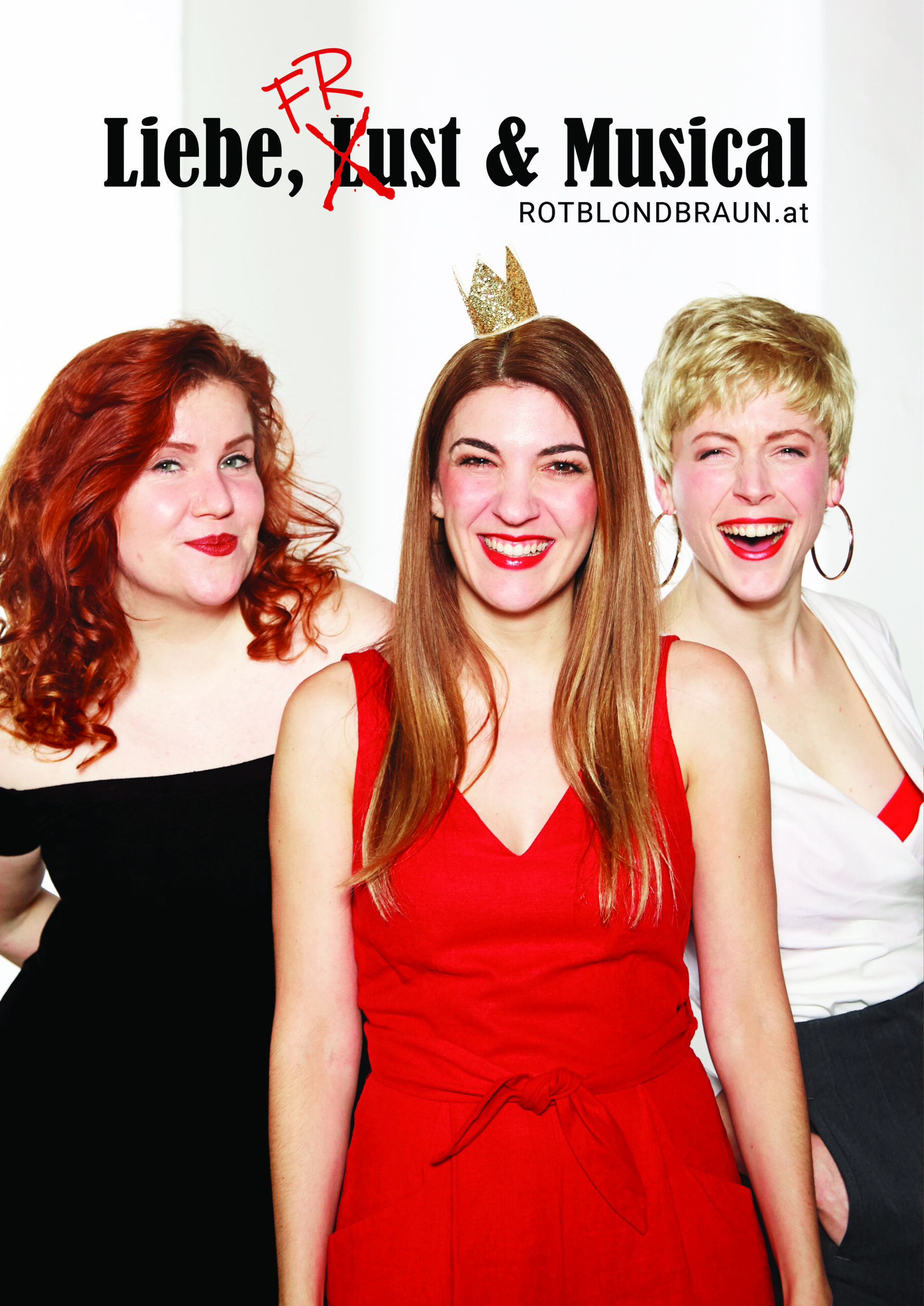 ROTBLONDBRAUN_Plakat Foto der Darstellerinnen mit Programmtitel